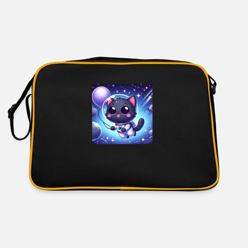 Space Kitty in space with a balloon Retro Bag