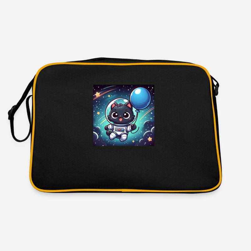 Space Kitty avec ballon bleu dans l’espace Sac Retro