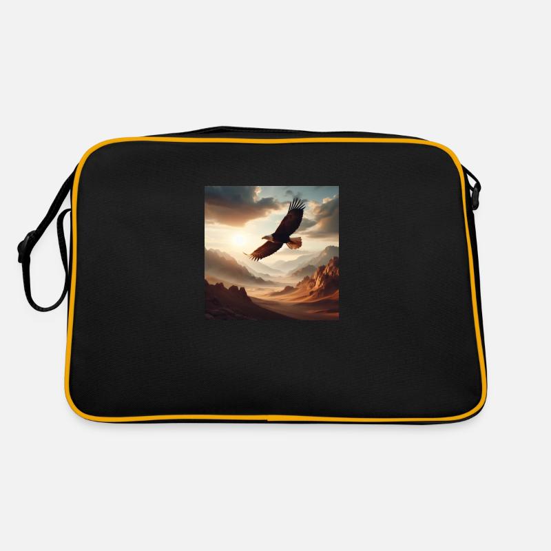 A majestic eagle soaring above the desert D - Sac Retro - noir/or