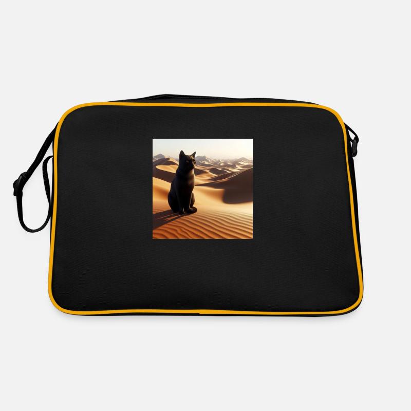 Eine echte Katze in der Wüste 3 Retro Tasche