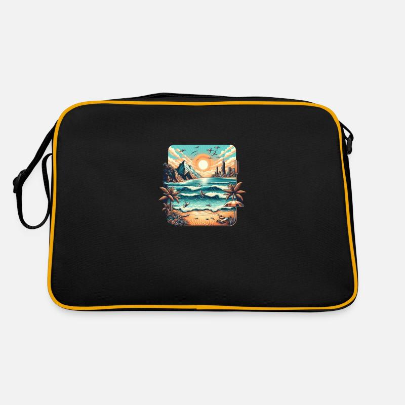Beachlife - Retro Tasche - Schwarz/Gold