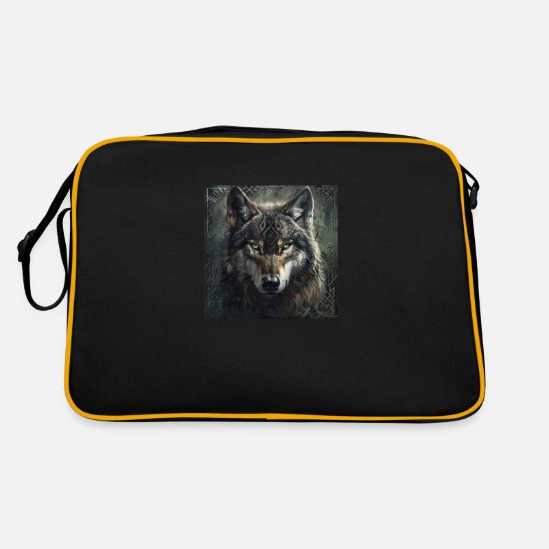 Wikinger Wolf Odins Wölfe Geri & Freki Valhalla - Retro Tasche - Schwarz/Gold