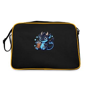 Café glacé Dragon bleu mignon, café glacé dragon - Sac Retro - noir/or - Dos