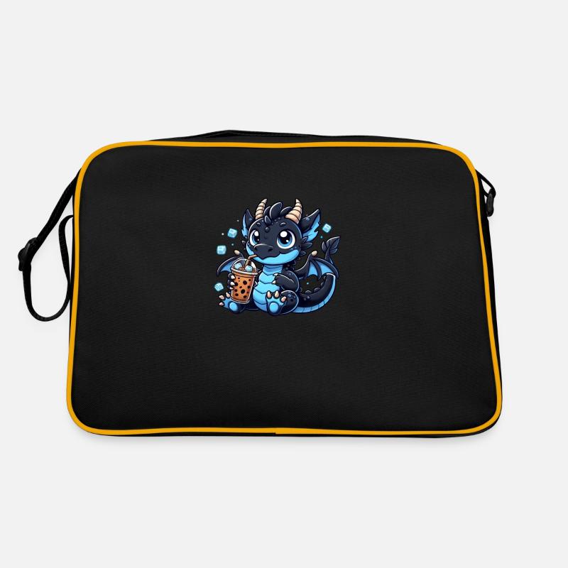 Cute blue Dragon iced Coffee , Drache Eiskaffee Retro Tasche