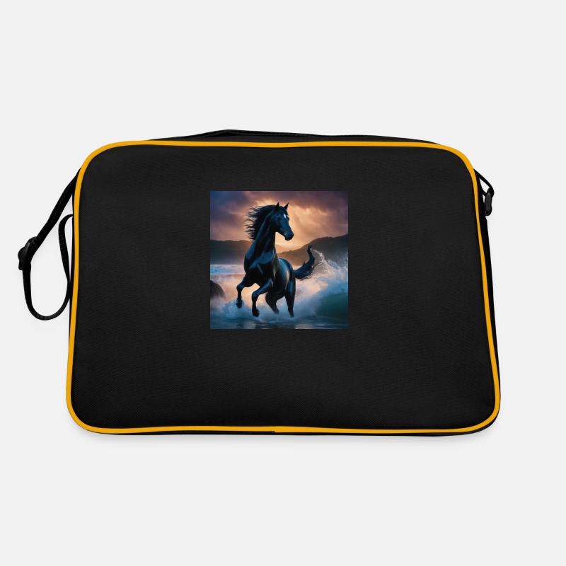 Pferd - Retro Tasche - Schwarz/Gold