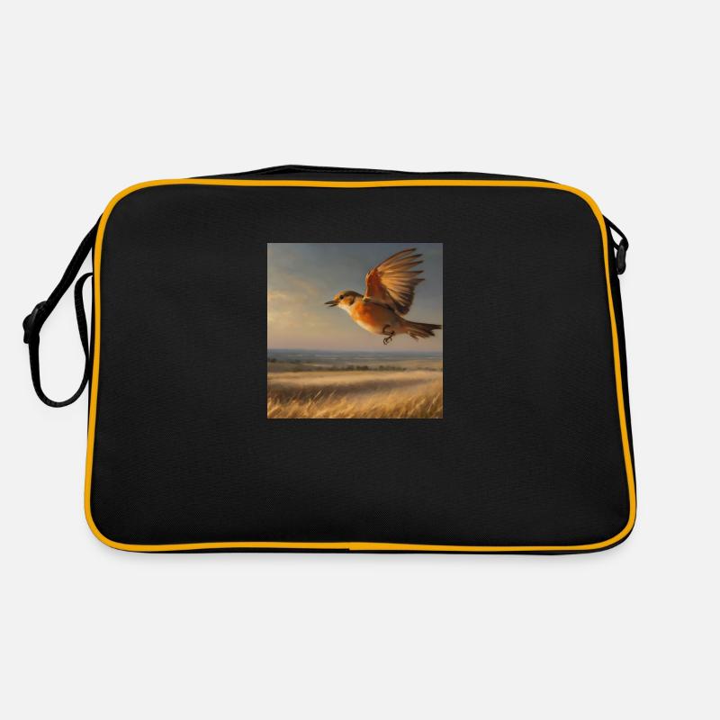 Vogel - Retro Tasche - Schwarz/Gold