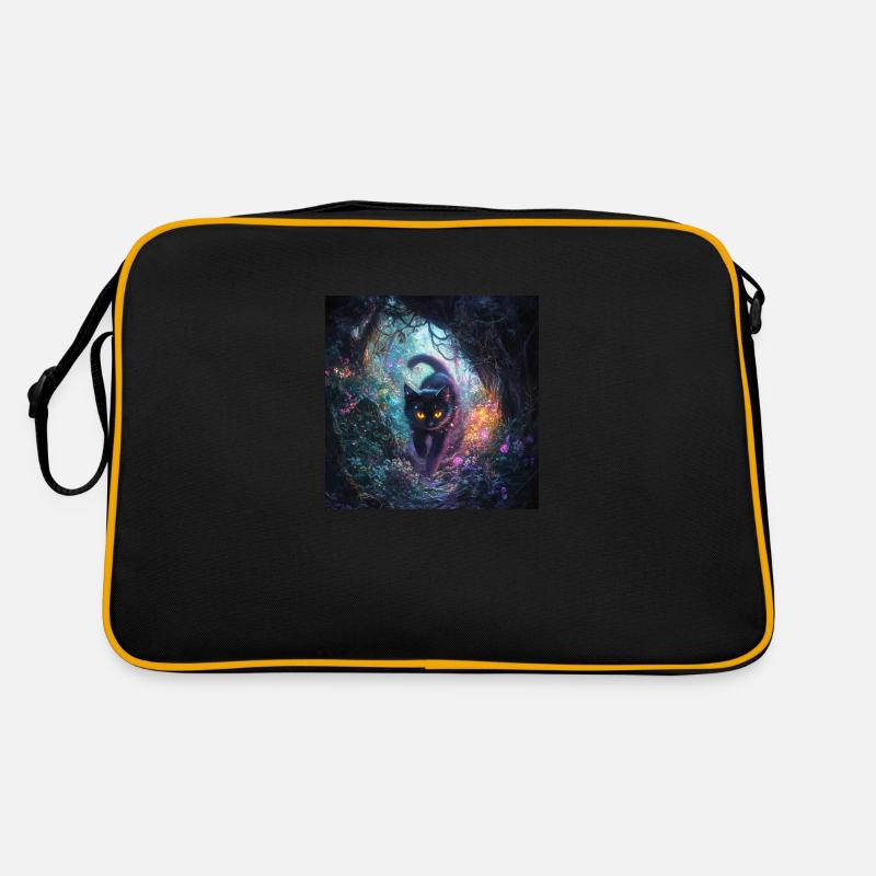FANTASY Forest Cat 4 - Retro Tasche - Schwarz/Gold