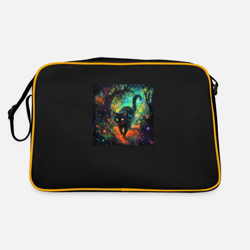 FANTASY Forest Cat 3 - Retro Tasche - Schwarz/Gold