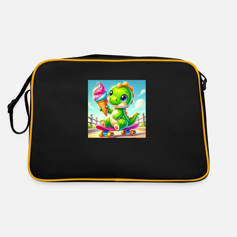 Dino avec cornet de crème glacée assis sur une planche à roulettes Sac Retro