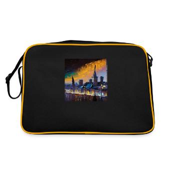 Stadt bei Nacht - Retro Tasche - Schwarz/Gold - Hinten