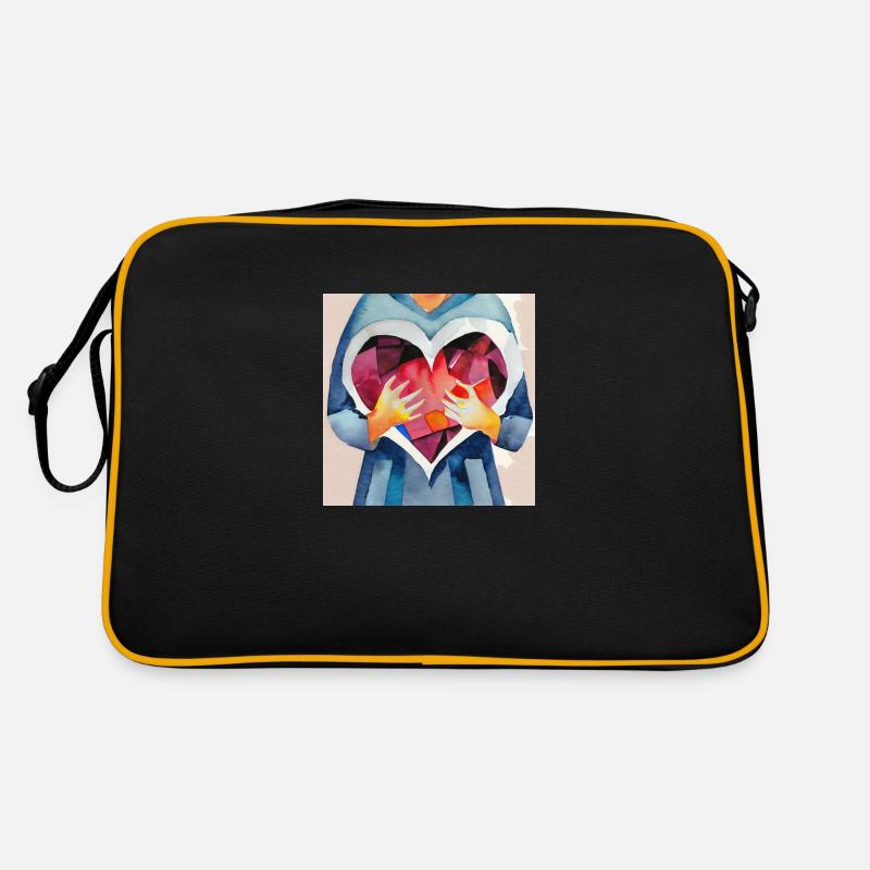 Von ganzem Herzen - Retro Tasche - Schwarz/Gold