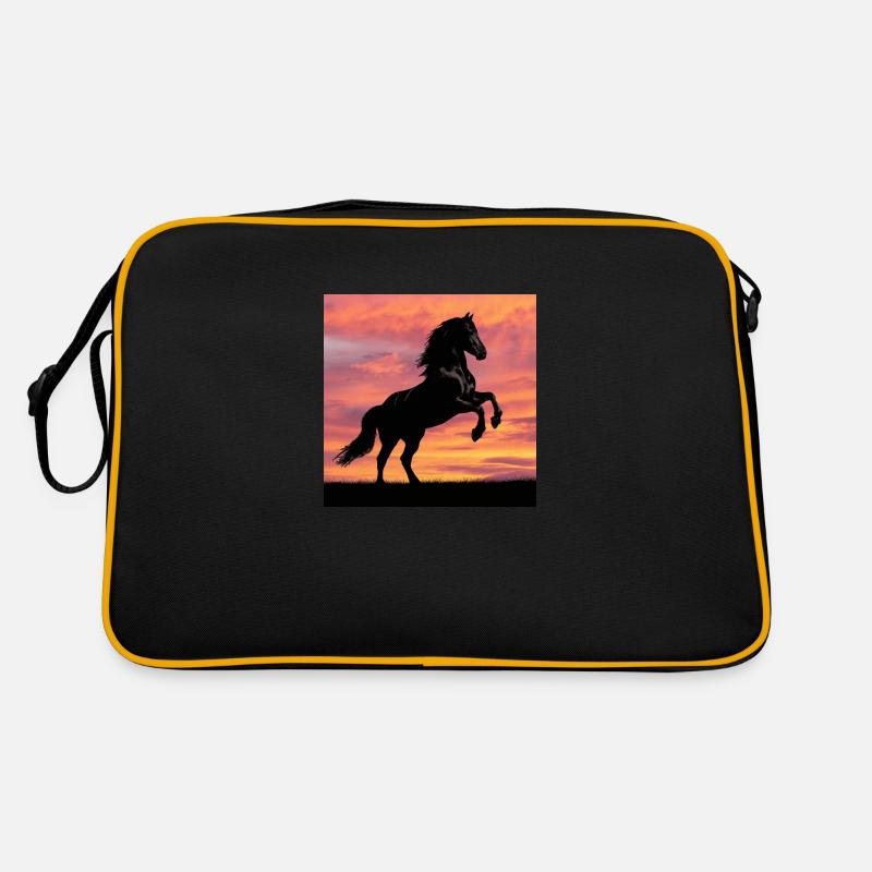 Friesenpferd SunStar - Retro Tasche - Schwarz/Gold