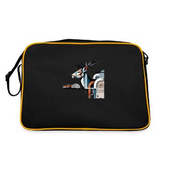 Modern Hirsch Design #1 - Retro Tasche - Schwarz/Gold - Hinten