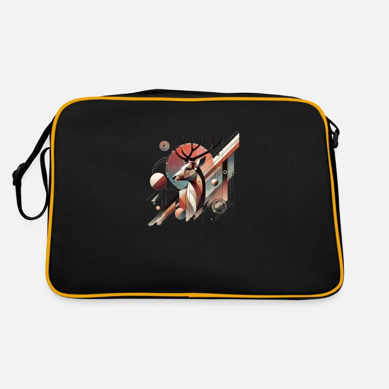 Modern Hirsch Design #2 - Retro Tasche - Schwarz/Gold