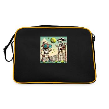 Tennis humour chat filet raquette balle - Sac Retro - noir/or - Dos