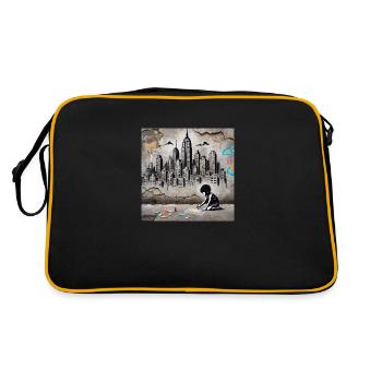 Kein Banksy - Die Stadt in Kinderhand - Retro Tasche - Schwarz/Gold - Hinten