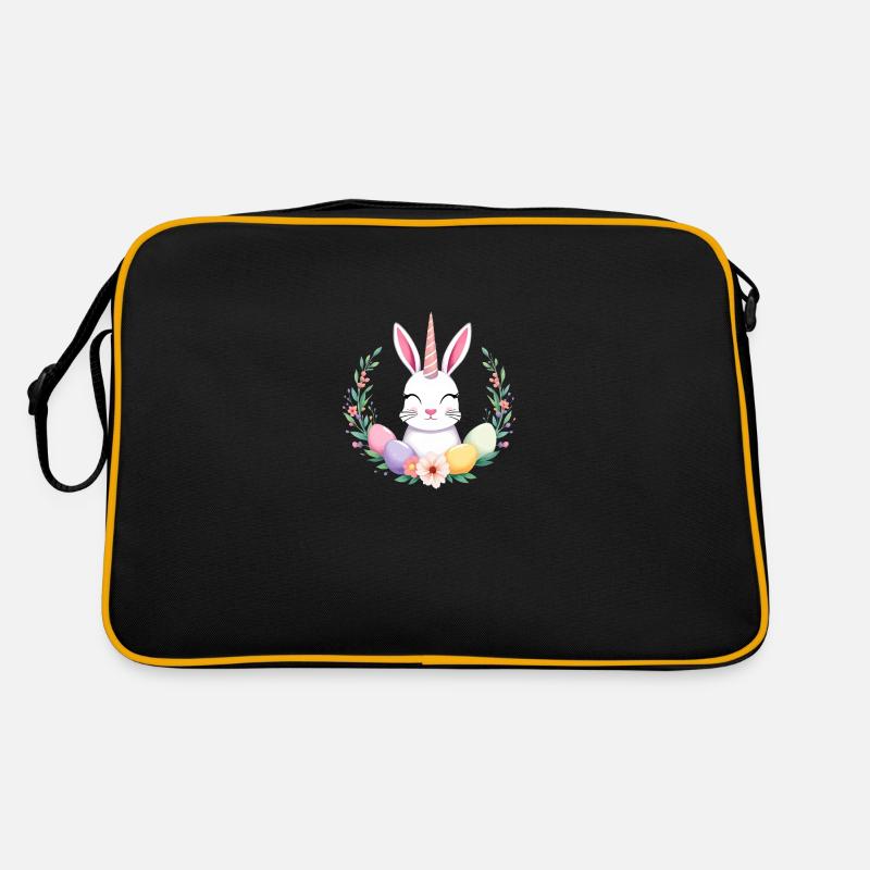 Lapin de Pâques licorne - Sac Retro - noir/or