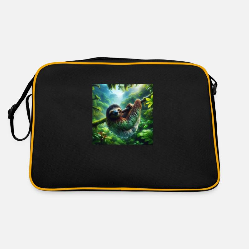 Faultier Wanderer Pura Vida - Retro Tasche - Schwarz/Gold