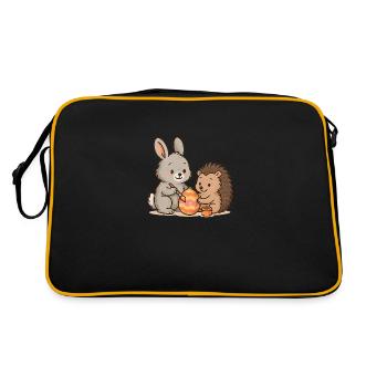 Hase & Igel bemalen Ostereier – Süßes Osterduo - Retro Tasche - Schwarz/Gold - Hinten