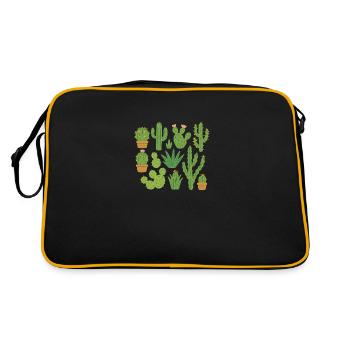 Verschiedene Kakteenarten - Retro Tasche - Schwarz/Gold - Hinten