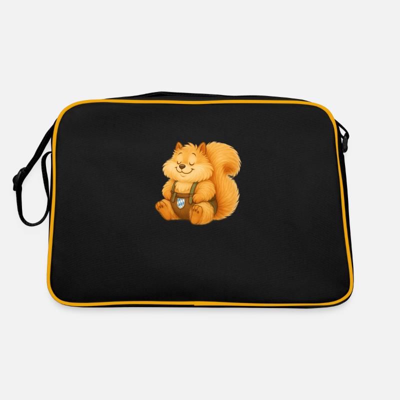 Woachkatzl - flauschiges Eichhörnchen - Retro Tasche - Schwarz/Gold