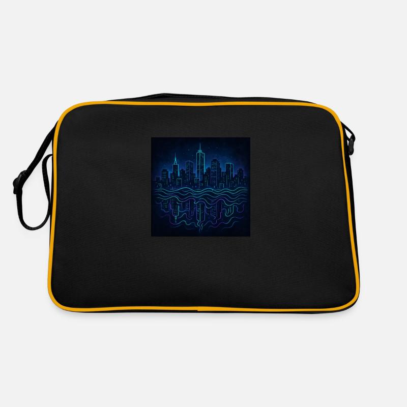 Neon Skyline with Reflection Retro Bag