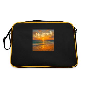 Urlaubsreif am Strand - Retro Tasche - Schwarz/Gold - Hinten