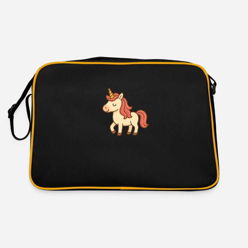 Einhorn - Retro Tasche - Schwarz/Gold