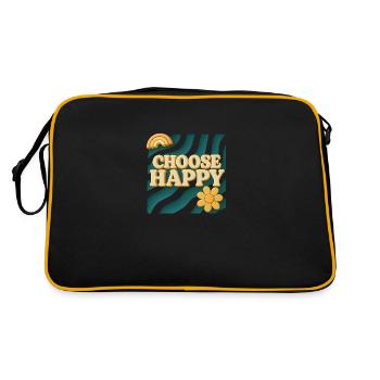 Choose Happy - Design rétro 3D - Sac Retro - noir/or - Dos