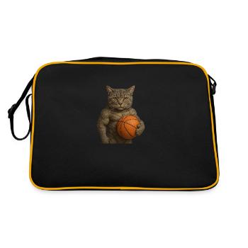 Chat de basket-ball – Sportif, fort et élégant - Sac Retro - noir/or - Dos