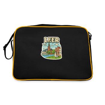 Leer - Retro Tasche - Schwarz/Gold - Hinten