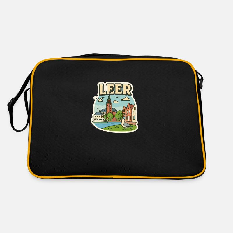 Leer - Retro Tasche - Schwarz/Gold