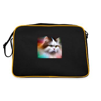cute cat in digital art - Retro Tasche - Schwarz/Gold - Hinten