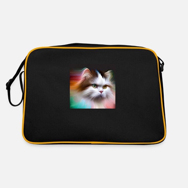 Chat mignon dans l’art numérique - Sac Retro - noir/or