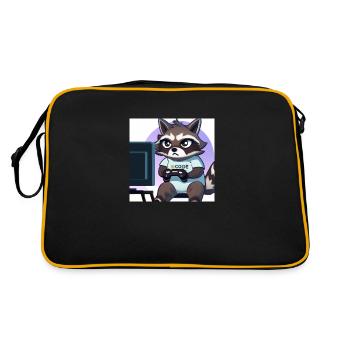 Racoon Playing Computer Games - Retro Bag - black/gold - Back