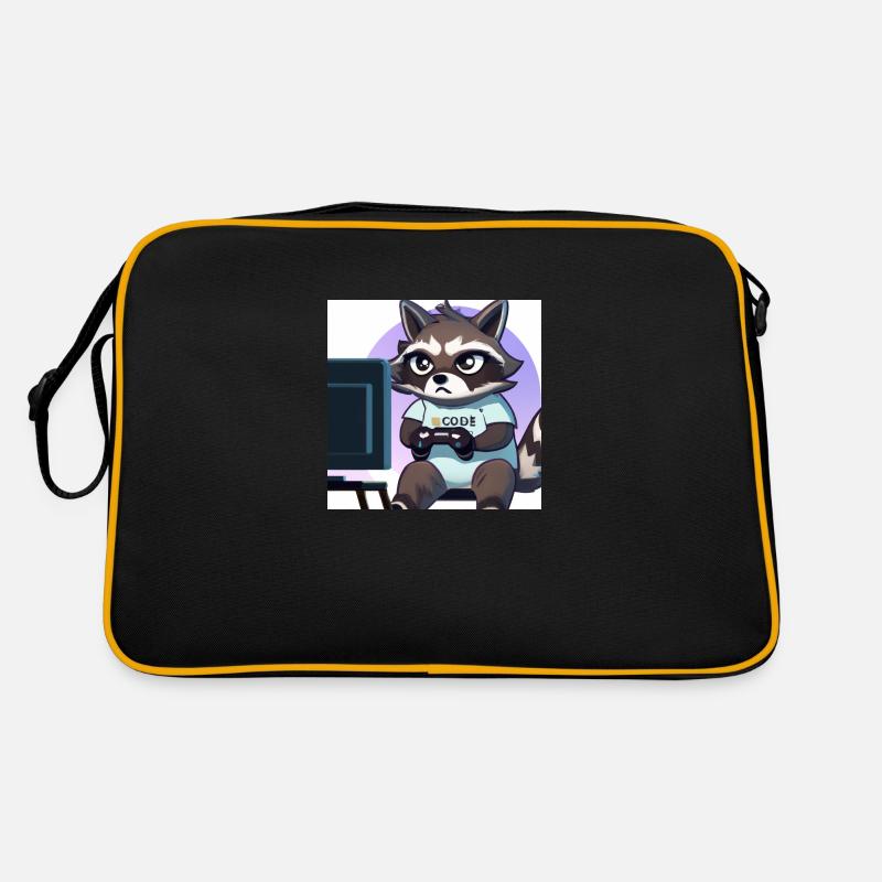Racoon Playing Computer Games Retro Bag