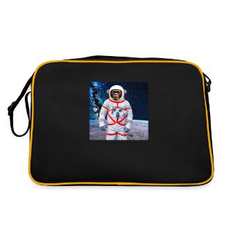 Affe im Weltall - Retro Tasche - Schwarz/Gold - Hinten