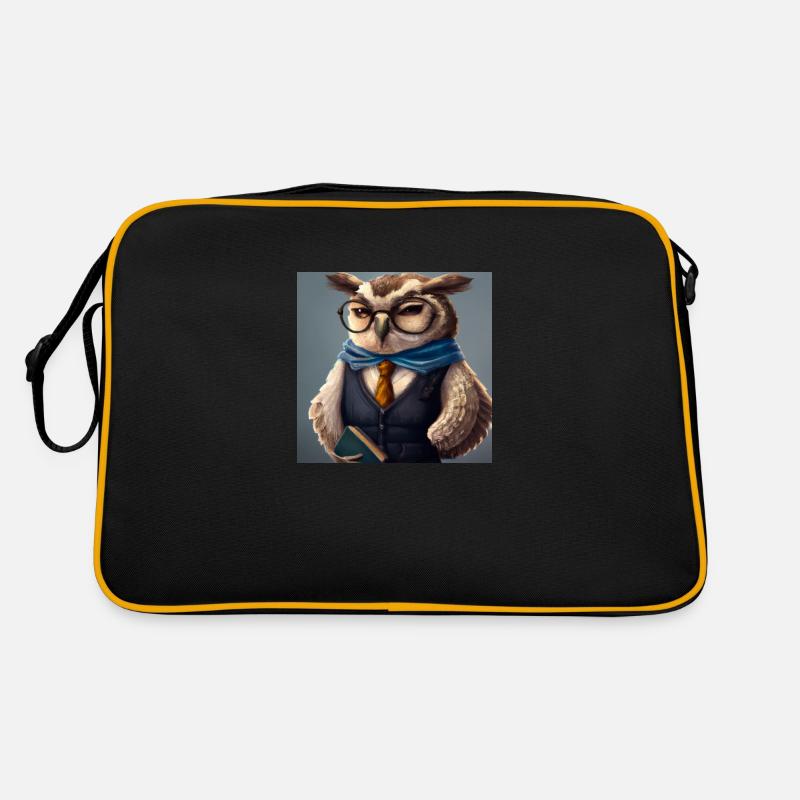 Eule - Retro Tasche - Schwarz/Gold