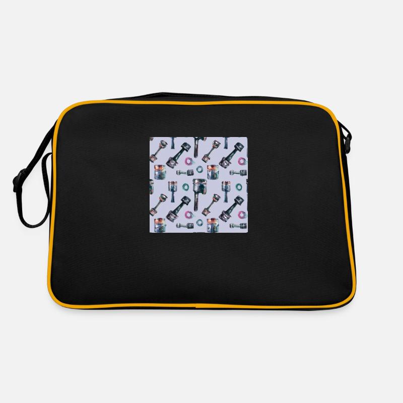 Kolbenmuster Kolben - Retro Tasche - Schwarz/Gold
