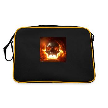 skull in hell in 3d render - Retro Tasche - Schwarz/Gold - Hinten
