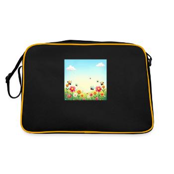 Spring Colourful Insect Parade – Sea of Flowers Sun - Retro Bag - black/gold - Back