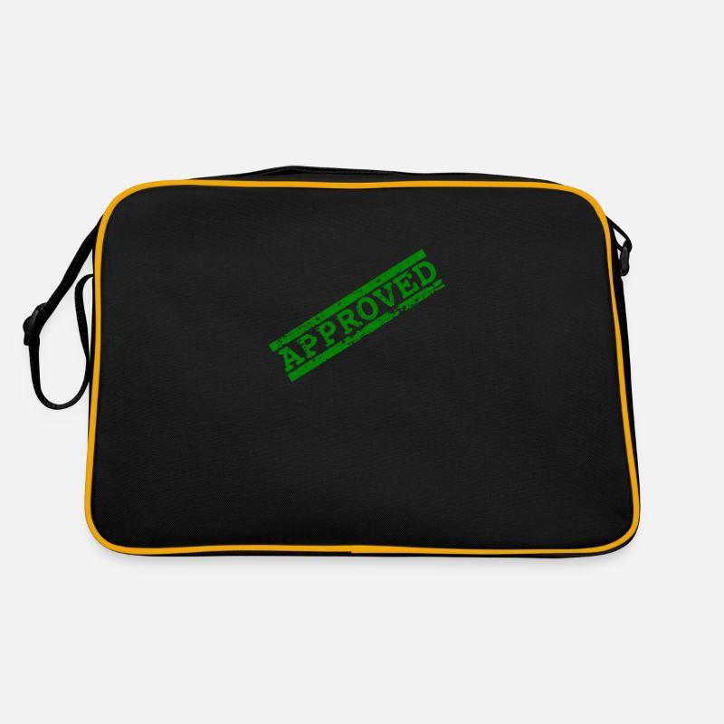 Timbre APPROUVÉ vert [conception de t-shirt] - Sac Retro - noir/or