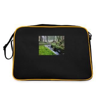 Friedlicher Bach im Wald - Natur Pur! - Retro Tasche - Schwarz/Gold - Hinten