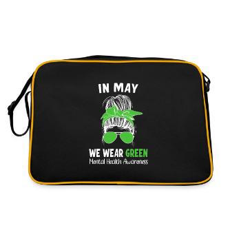 En mai, nous portons Green Mental Health - Sac Retro - noir/or - Dos