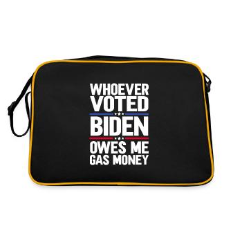 Who voted for Biden owes me gas money - Retro Bag - black/gold - Back