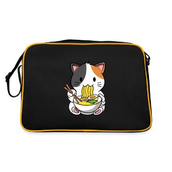 Chat Ramen Soupe de nouilles - Sac Retro - noir/or - Dos