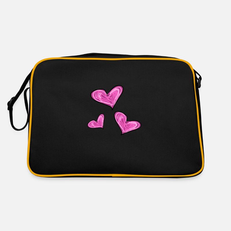 Herzen Herz - Retro Tasche - Schwarz/Gold
