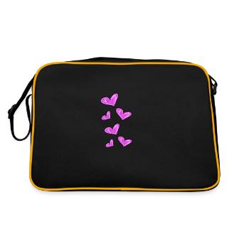 pinke Herzen - Retro Tasche - Schwarz/Gold - Hinten