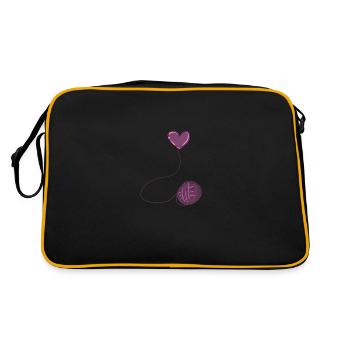 heart pink symbol wool thread line - Retro Bag - black/gold - Back