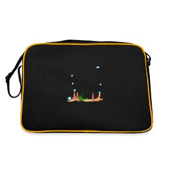 korallen pflanzen unterwasser welt - Retro Tasche - Schwarz/Gold - Hinten